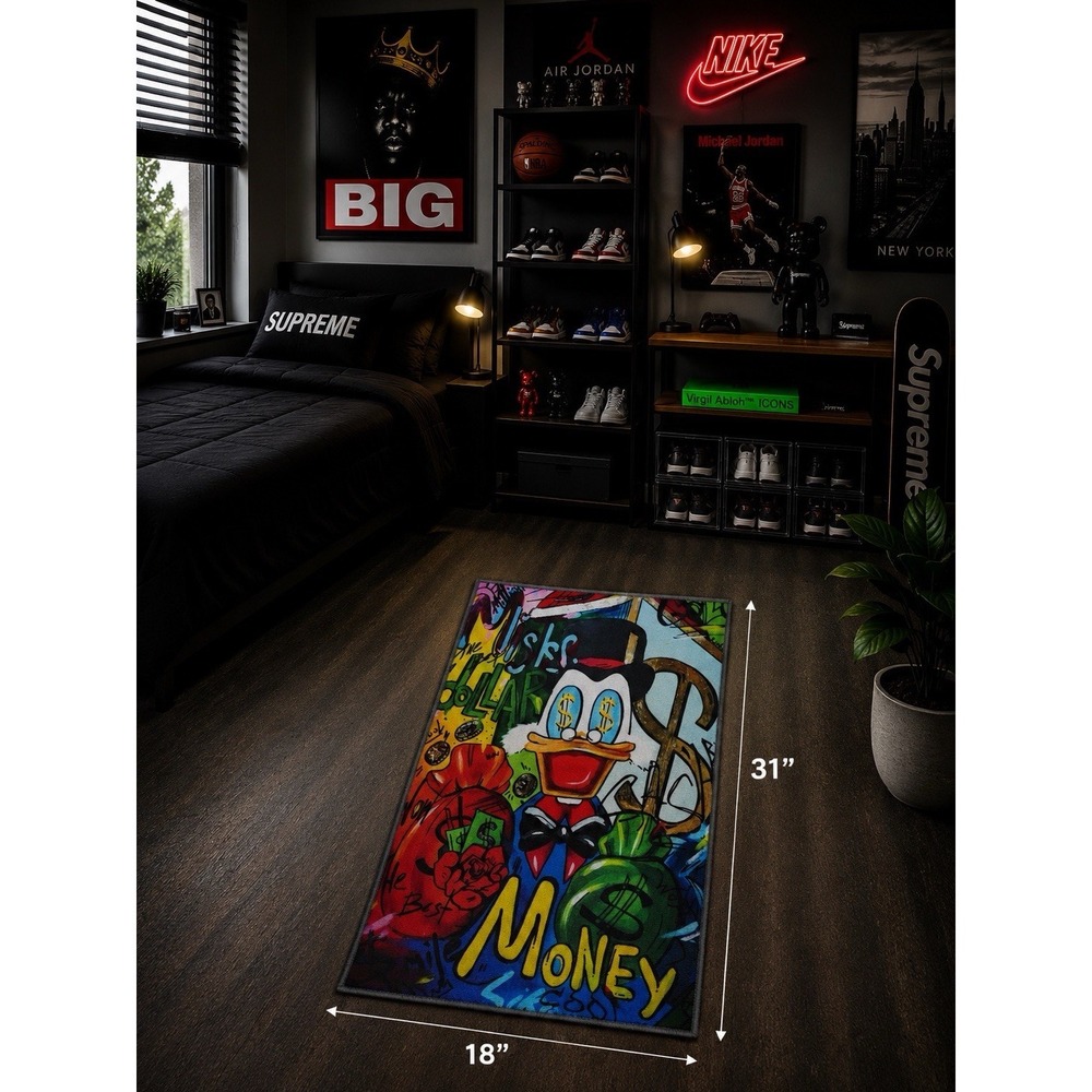 Designer Style Monogram Accent Rug Streetwear Hype Room Decor Carpet Wall Art